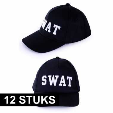 12x politie swat baseball caps verkleedkleding voor volwassenen
