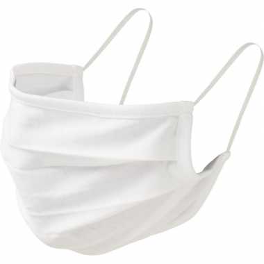 1x witte mondkapjes van stof herbruikbaar