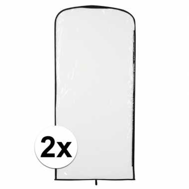 2x verkleedkleding opberghoes transparant 95 x 42 cm