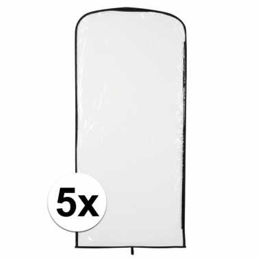 5x verkleedkleding opberghoes transparant 95 x 42 cm