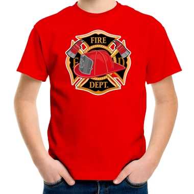 Brandweer logo t shirt / verkleedkleding rood voor kinderen