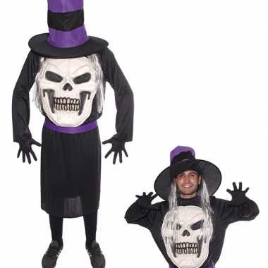 Doodskop halloween met hoed verkleedkleding voor heren