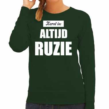 Groene foute kersttrui / sweater kerst is: altijd ruzie verkleedkleding dames