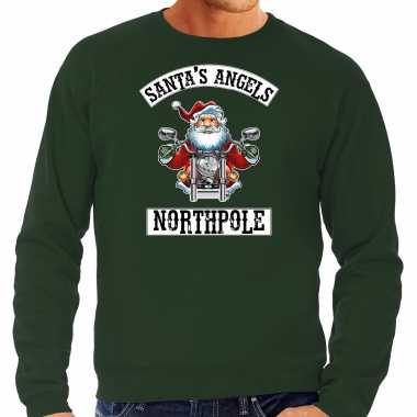Grote maten foute kersttrui / verkleedkleding santas angels northpole groen voor heren