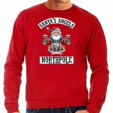 Grote maten foute kersttrui / verkleedkleding santas angels northpole rood voor heren