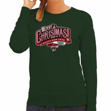 Merry christmas kerstsweater / kerst verkleedkleding groen voor dames