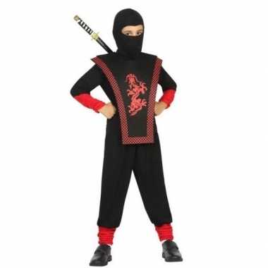 Ninja verkleed verkleedkleding zwart/rood voor jongens