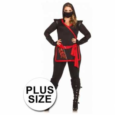 Rood met zwart ninja verkleedkleding voor dames