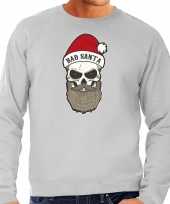 Bad santa foute kerstsweater verkleedkleding grijs voor heren