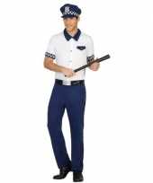 Blauw wit politie verkleed pak verkleedkleding voor heren