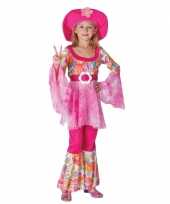 Complete roze hippie verkleedkleding voor meiden
