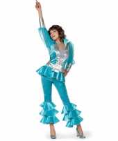 Dames disco verkleedkleding blauw zilver