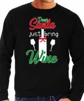 Dear santa just bring wine drank kerstsweater verkleedkleding zwart voor heren