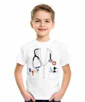 Doktersjas verkleedkleding t shirt wit voor kinderen