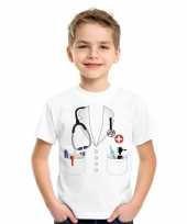 Doktersjas verkleedkleding t-shirt wit voor kinderen