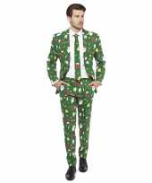 Feest verkleedkleding kerstmis print groen