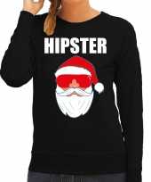 Foute kerst sweater kerst verkleedkleding hipster santa zwart voor dames