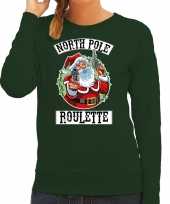 Foute kerstsweater verkleedkleding northpole roulette groen voor dames