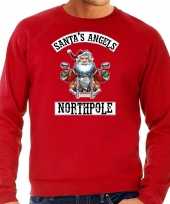 Foute kerstsweater verkleedkleding santas angels northpole rood voor heren