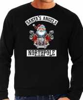 Foute kerstsweater verkleedkleding santas angels northpole zwart voor heren