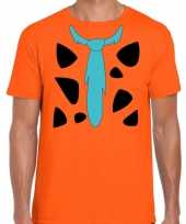 Fred holbewoner verkleedkleding t-shirt oranje voor heren