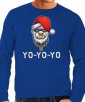 Gangster rapper santa foute kerstsweater verkleedkleding blauw voor heren