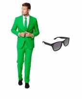 Groen heren verkleedkleding maat 50 l met gratis zonnebril