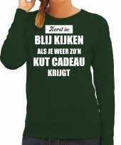 Groene foute kersttrui sweater kerst is blij kijken kut cadeau verkleedkleding dames