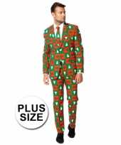 Grote maat feest verkleedkleding kerstbomen print