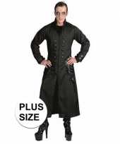 Grote maten zwarte gothic vampier jas verkleedkleding voor heren