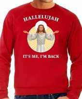 Hallelujah its me im back kerstsweater verkleedkleding rood voor heren