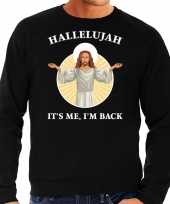 Hallelujah its me im back kerstsweater verkleedkleding zwart voor heren