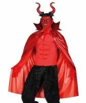 Halloween duivel rode cape verkleedkleding met hoorns voor heren