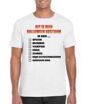 Halloween halloween verkleedkleding lijstje t-shirt wit heren