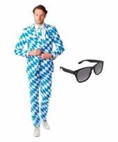 Heren verkleedkleding met beierse print maat 50 l met gratis zonnebr