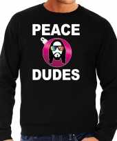 Hippie jezus kerstbal sweater kerst verkleedkleding peace dudes zwart voor heren