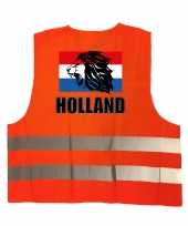 Holland vlag met leeuw oranje veiligheidshesje ek wk supporter verkleedkleding voor volwassenen
