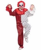 Horror clown verkleedkleding met masker rood wit