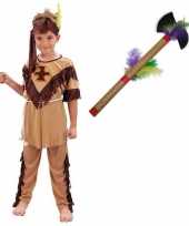 Indianen verkleedkleding maat m met tomahawk voor kinderen