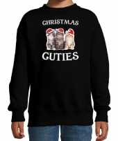 Kitten kerst sweater verkleedkleding christmas cuties zwart voor kinderen