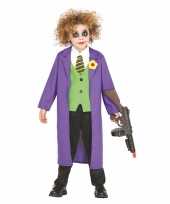 Luxe paarse horror clown joker verkleedkleding voor kinderen