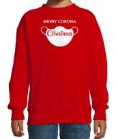 Merry corona christmas foute kerstsweater verkleedkleding rood voor kinderen