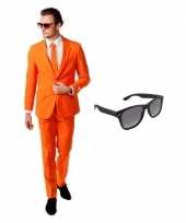 Oranje heren verkleedkleding maat 46 s met gratis zonnebril