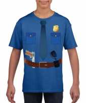 Politie uniform verkleedkleding t shirt blauw voor kinderen