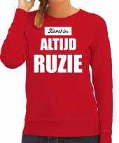 Rode foute kersttrui sweater kerst is altijd ruzie verkleedkleding dames
