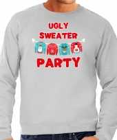 Ugly sweater party kerstsweater verkleedkleding grijs voor heren
