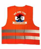 We are the champions oranje veiligheidshesje ek wk supporter verkleedkleding voor volwassenen